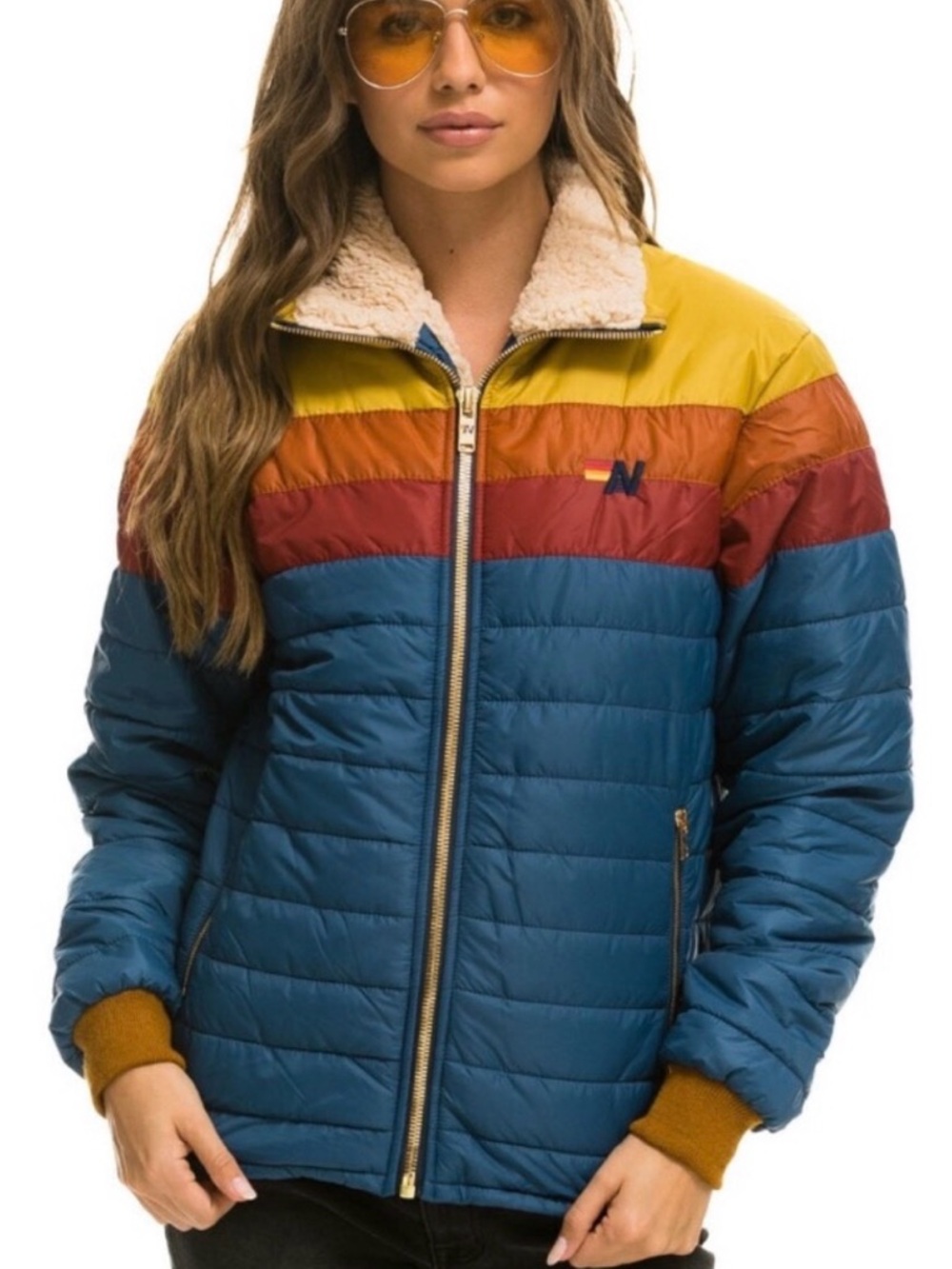FABULOUS Aviator Nation Retro Traveler Jacket 💜🩵♥️🧡💛
